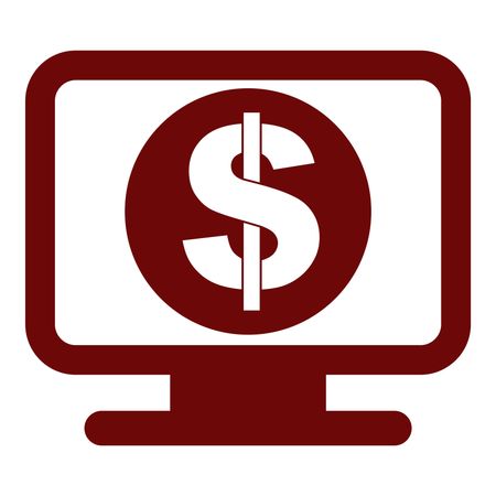 Vector Illustration of Red Monitor with Dollar Icon