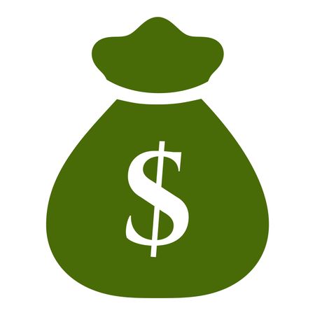 Vector Illustration of Dollar Bag Icon in Green
