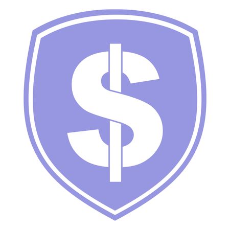 Vector Illustration of Dollar Shield Icon in Light Blue