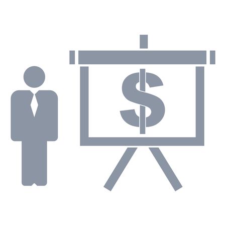 Vector Illustration of Person vs Dollar Icon in Dark Grey