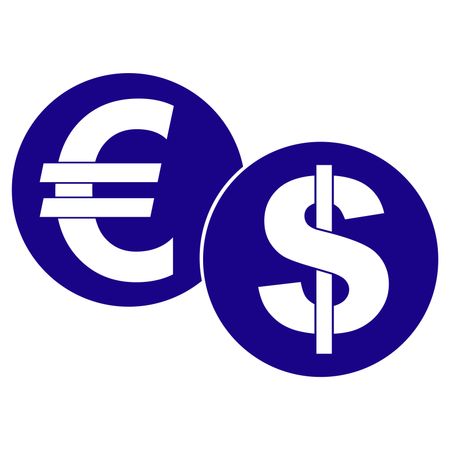 Vector Illustration of Euro & Dollar Icon in Blue

