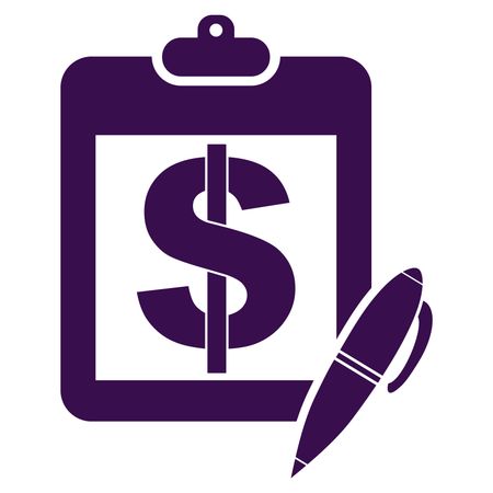 Vector Illustration of Violet Pad with Pen Icon