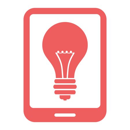 Vector Illustration of Pink Tablet with Bulb Icon
