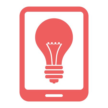 Vector Illustration of Pink Tablet with Bulb Icon