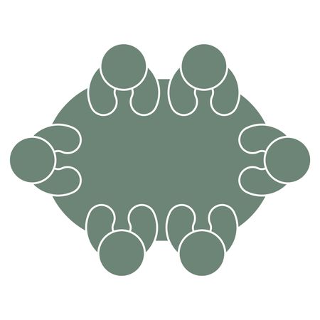 Vector Illustration of Group Person Table Icon in Light Green
