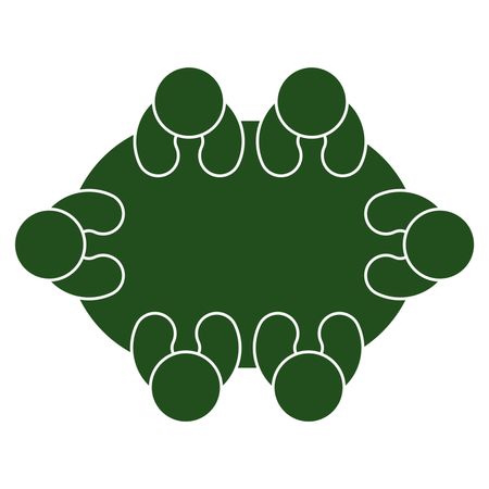 Vector Illustration of Group Person Table Icon in Green
