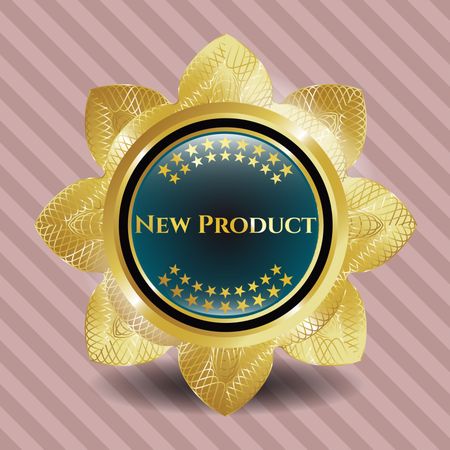 New product Text with Golden Shiny Flower

