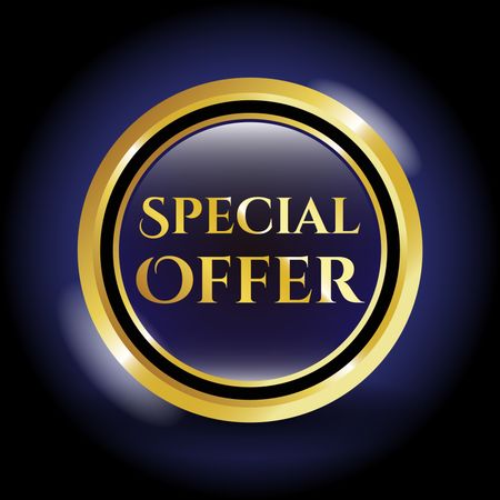 Special Discount Price Reduced Text with Shiny Golden Emblem
