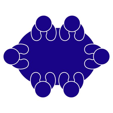 Vector Illustration of People & Table Icon in Blue
