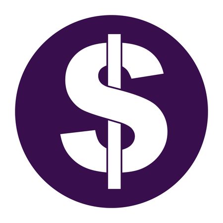 Vector Illustration of Dollar Icon in Purple
