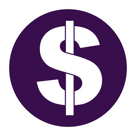 Vector Illustration of Dollar Icon in Purple