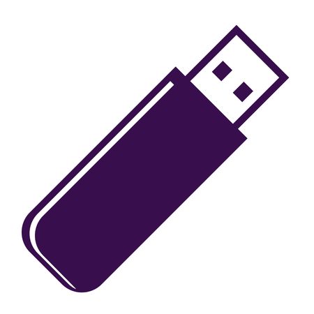 Vector Illustration of Pen drive Icon in Purple
