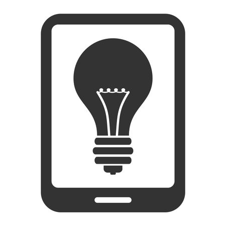 Vector Illustration of Grey Tablet with Bulb Icon
