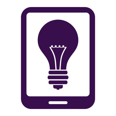 Vector Illustration of Purple Tablet with Bulb Icon
