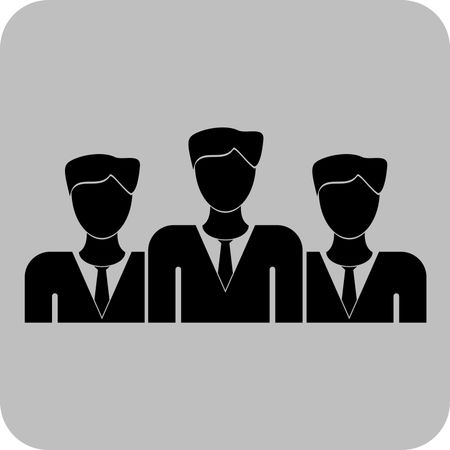 Vector Illustration of Business Men Team Icon in Black
