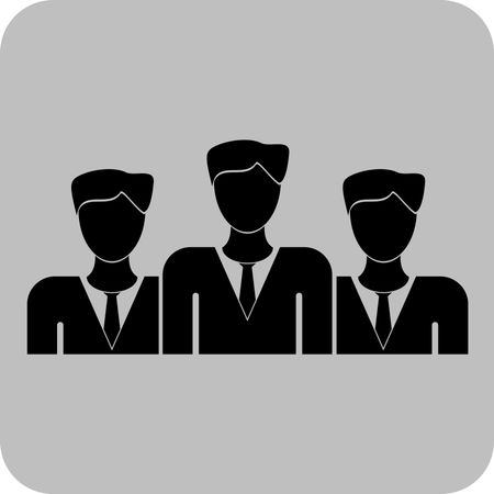 Vector Illustration of Business Men Team Icon in Black