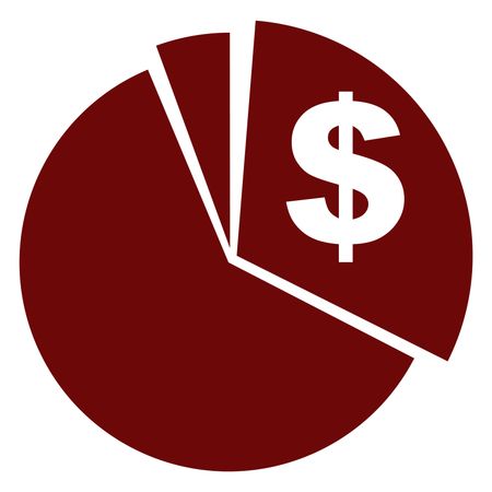 Vector Illustration of Pie Chart with Dollar Icon in Maroon 