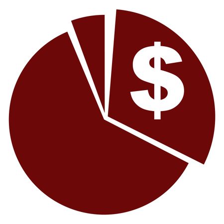 Vector Illustration of Pie Chart with Dollar Icon in Maroon