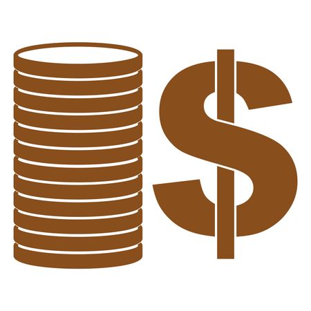 Vector Illustration of Coins with Dollar Icon in Brown