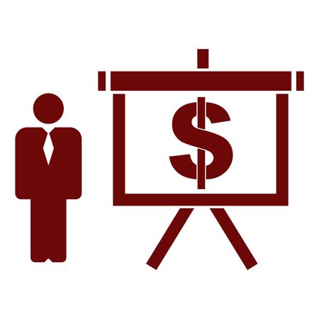 Vector Illustration of Man with Presentation board with Dollar Icon in Maroon