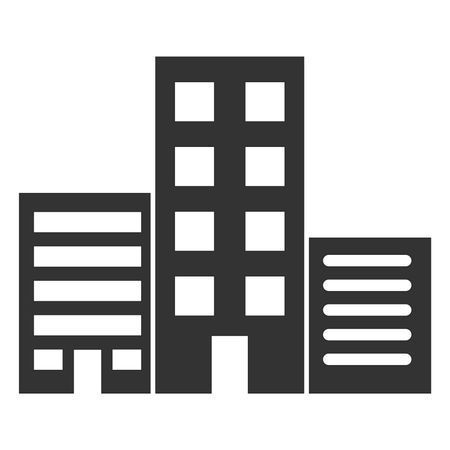 Vector Illustration of Buildings Icon in Gray