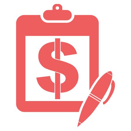 Vector Illustration of Notepad and Pen Icon in Red