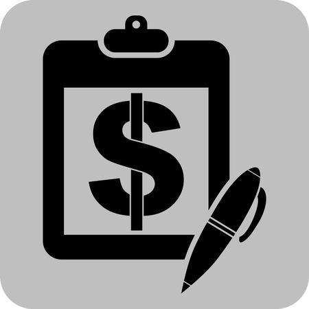 Vector Illustration of Pad with Pen and Dollar Icon in Black

