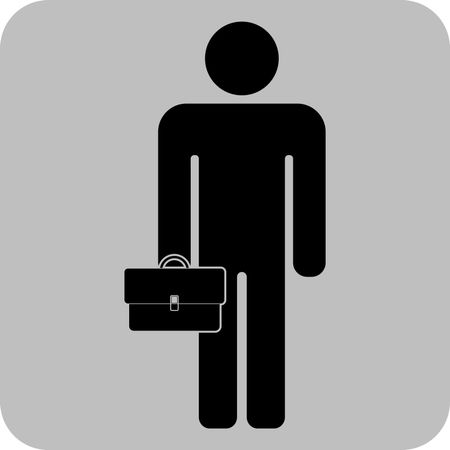 Vector Illustration of Ector with Man Holding Briefcase Icon in Black
