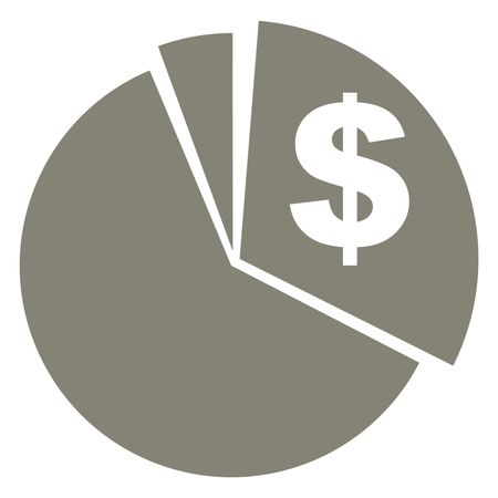 Vector Illustration of Gray Pie Chart Dollar Icon
