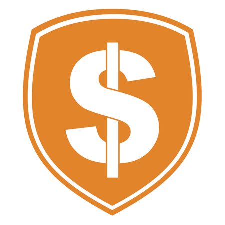 Vector Illustration of  Dollar Shield Icon in Orange