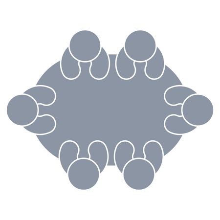 Vector Illustration of Gray Group Person in Table Icon in Gray
