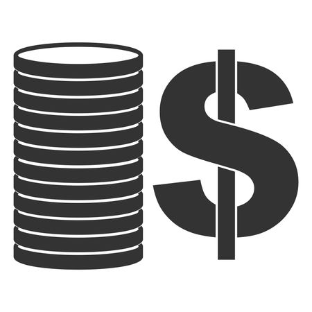 Vector Illustration of Stack Coins Or Dollar Symbol Icon in gray