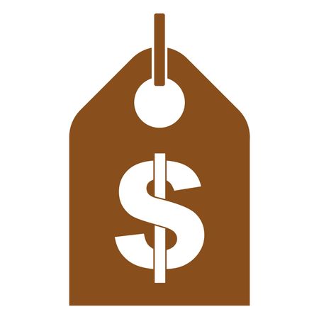 Vector Illustration of Brown Tag with Dollar Sign in White Icon
