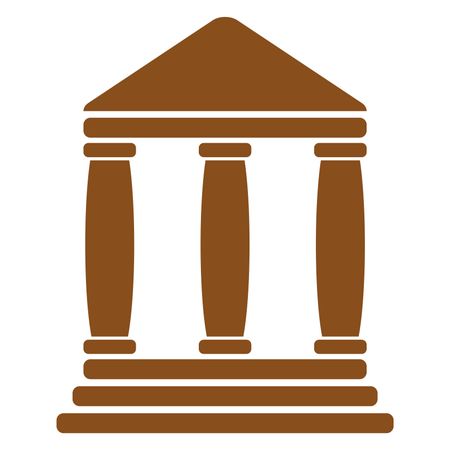 Vector Illustration of Bank Building Icon in Brown