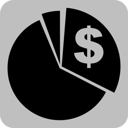 Vector Illustration of Pie Chart Dollar Icon in Black