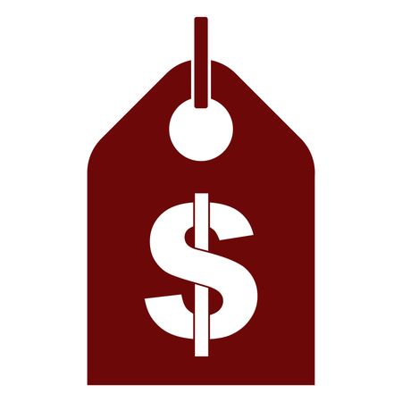 Vector Illustration of Maroon Dollar Tag Icon
