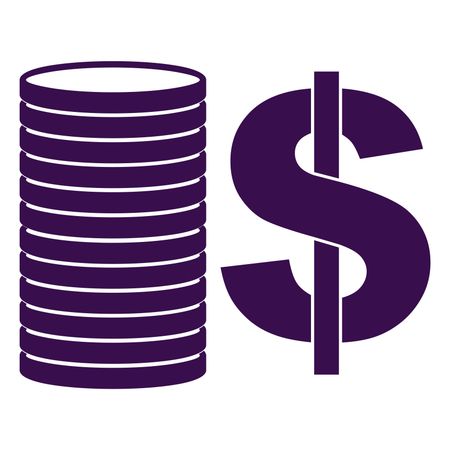 Vector Illustration of Coins Icon in Purple
