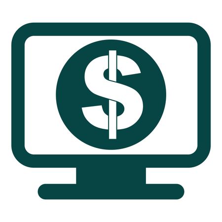 Vector Illustration of Monitor with Dollar Icon in Green