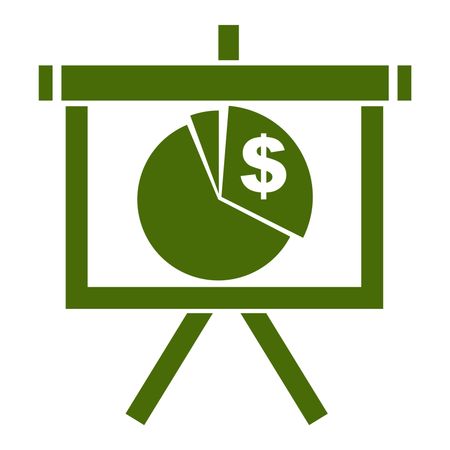 Vector Illustration of Pie Chart Dollar Icon in Green