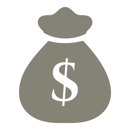 Vector Illustration of Money Bag Icon in Grey

