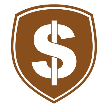 Vector Illustration of Dollar Shield Icon in Brown
