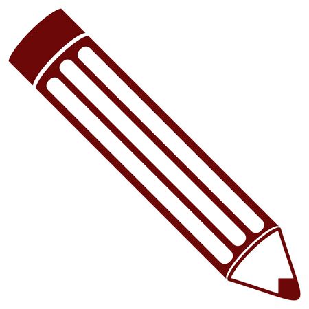 Vector Illustration of Pencil Icon in Maroon
