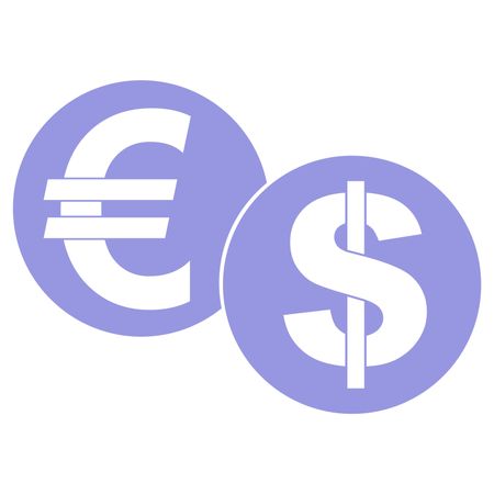 Vector Illustration of Euro & Dollar Icon in Purple
