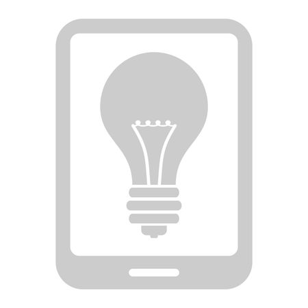 Vector Illustration of Smart Phone Bulb Icon in Grey
