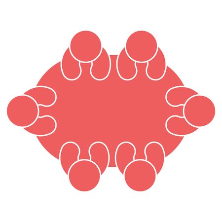 Vector Illustration of Pink Group Person Table Icon
