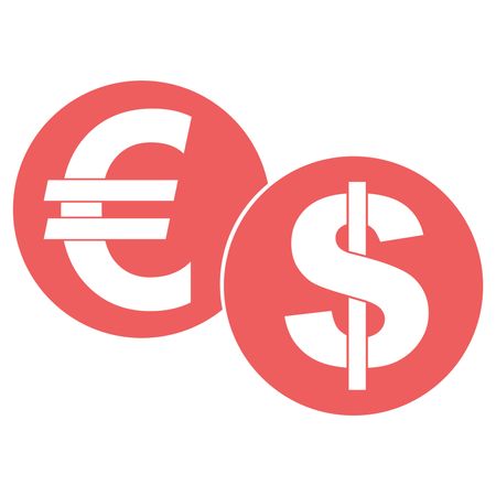 Vector Illustration of Pink Euro & Dollar Icon