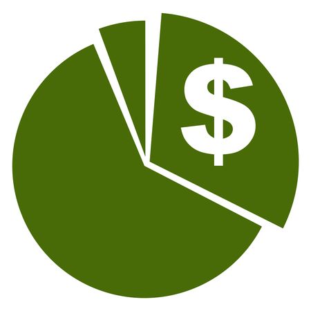 Vector Illustration of Pie Chart Dollar Icon in Green