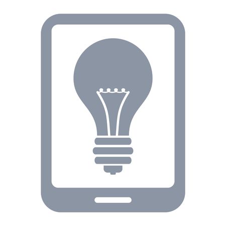 Vector Illustration of Smart Phone Bulb Icon in Gray