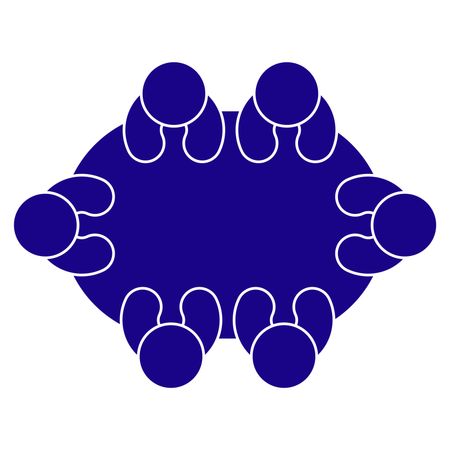 Vector Illustration of Group Person Table Icon in Blue
