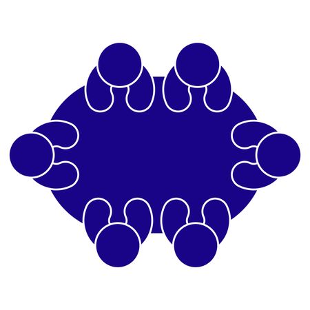 Vector Illustration of Group Person Table Icon in Blue